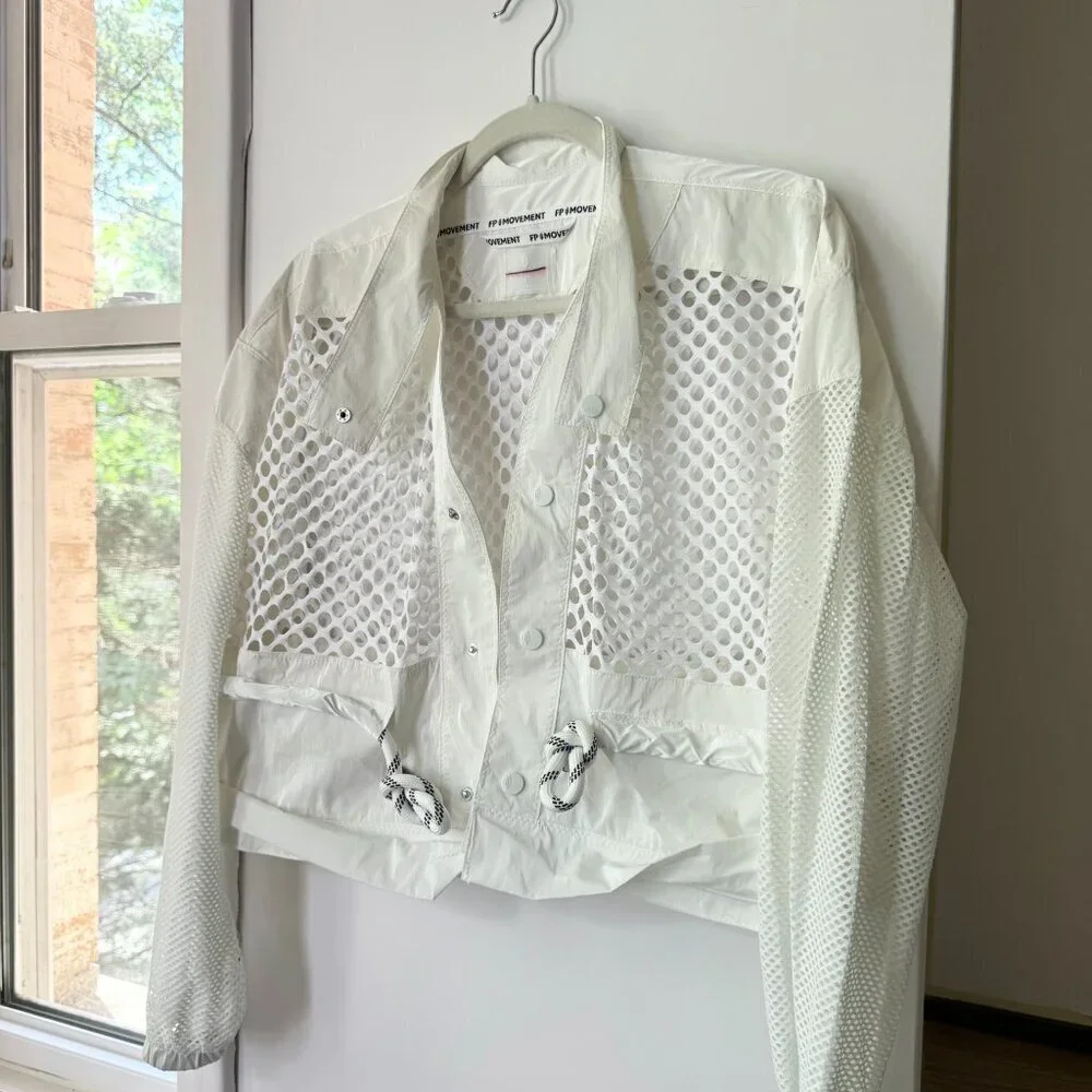 NWT Free People Movement Mesh Convertible Trench Jacket White Small